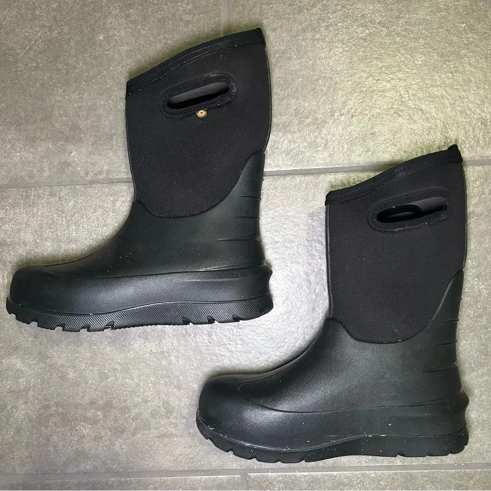 BOGS Neo Classic Solid Black Waterproof Winter Rain Snow Boots Kids Shoe Size 4